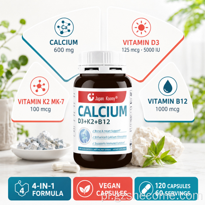 Shecome Calcium D3 K2 B12 Kapsułki Wsparcie serca